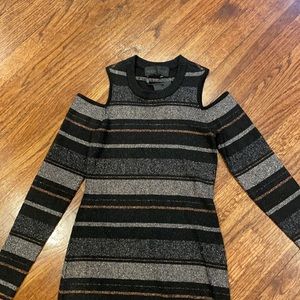 KENDALL AND KYLIE midi dress. Shimmer striped detail